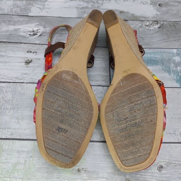 Bandolino Colorful Espadrille Wedge Heel Sandal 'Rasken' Square Toe Sz 8.5 - Picture 12 of 16